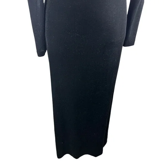 Vtg Lauren Ralph Lauren Velvet Black Maxi Dress Drape Back Evening Gown Medium - Picture 10 of 15